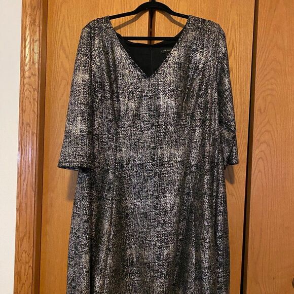 LANE BRYANT Metallic Foil Fit & Flare Party Dress - Picture 1 of 3